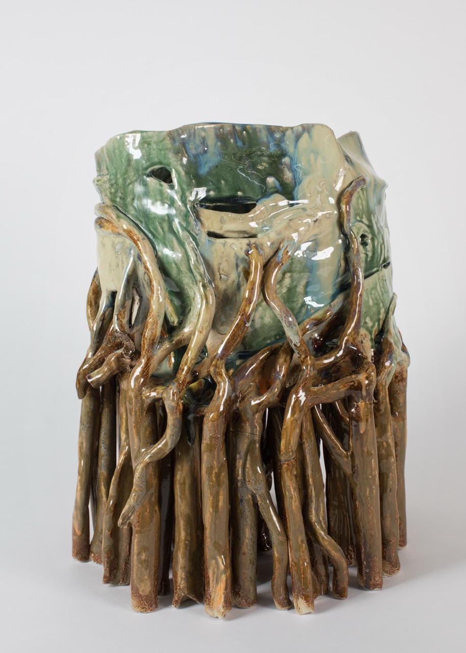 Stilt House I2023, 44 x 35 x 35cm, glazed ceramic.
